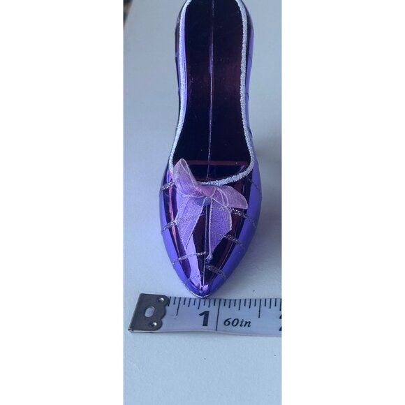Purple Glittery High Heel Pumps Plastic Christmas Tree Ornament w/Bow 3" - Picture 8 of 9